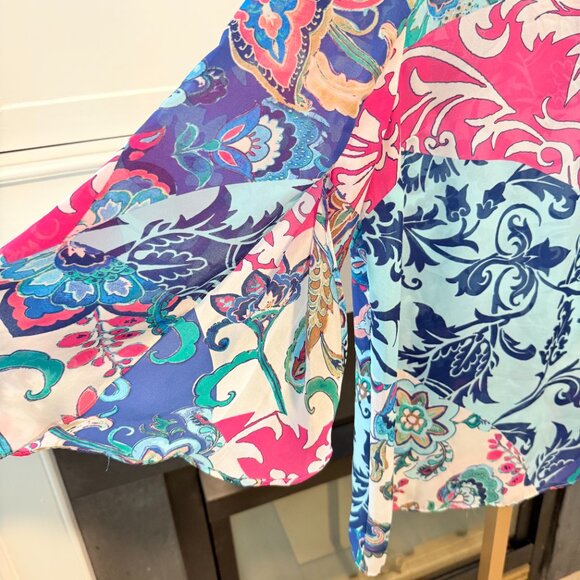 πππ Chicoβs Multicolor Floral Patchwork Blouse | Size 1 (M/L) - Picture 4 of 15